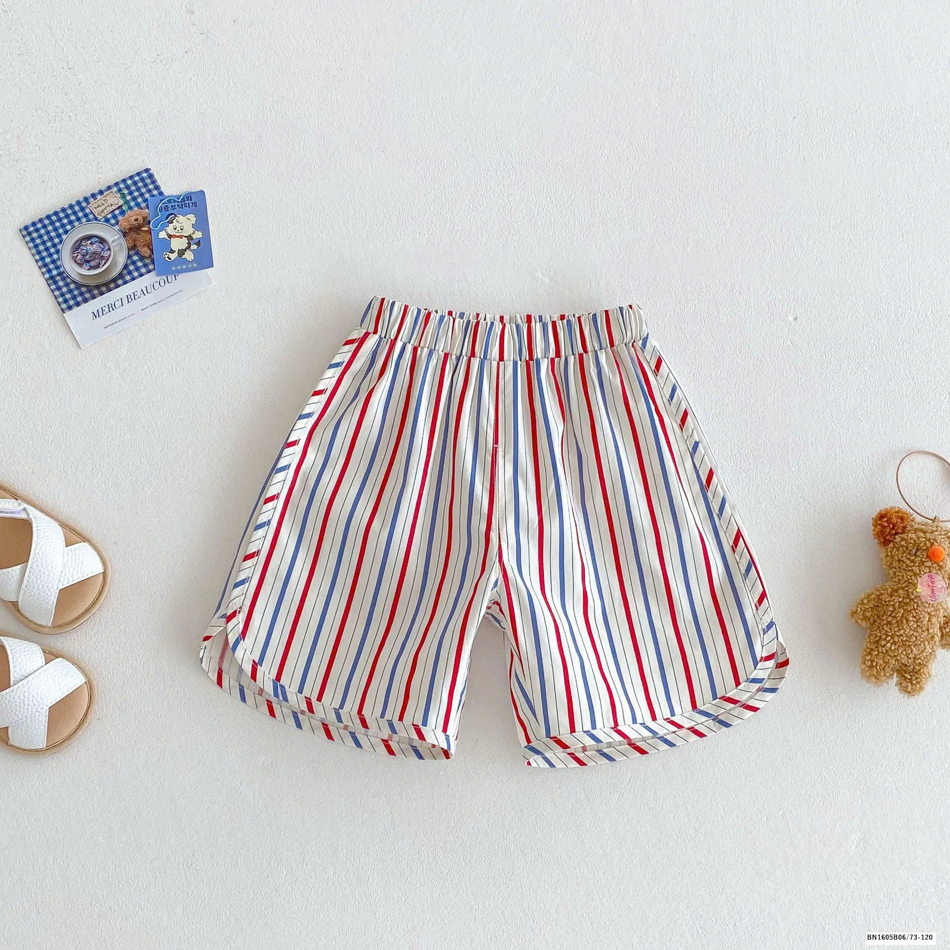 SET ÁO PHÔNG MIX QUẦN SHORT SỌC KẺ BÉ TRAI