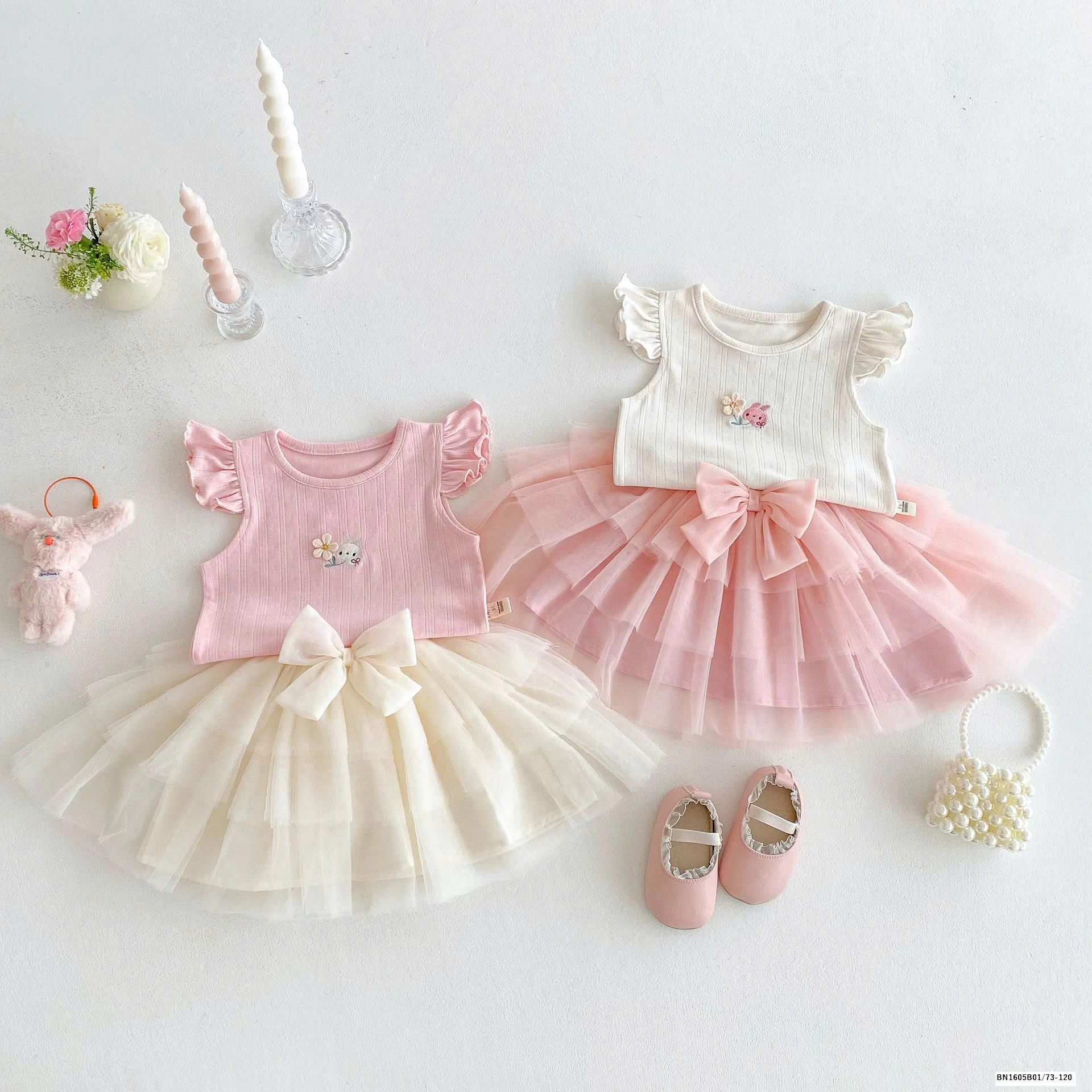 SET ÁO SÁT NÁCH MIX CHÂN VÁY VOAN NƠ