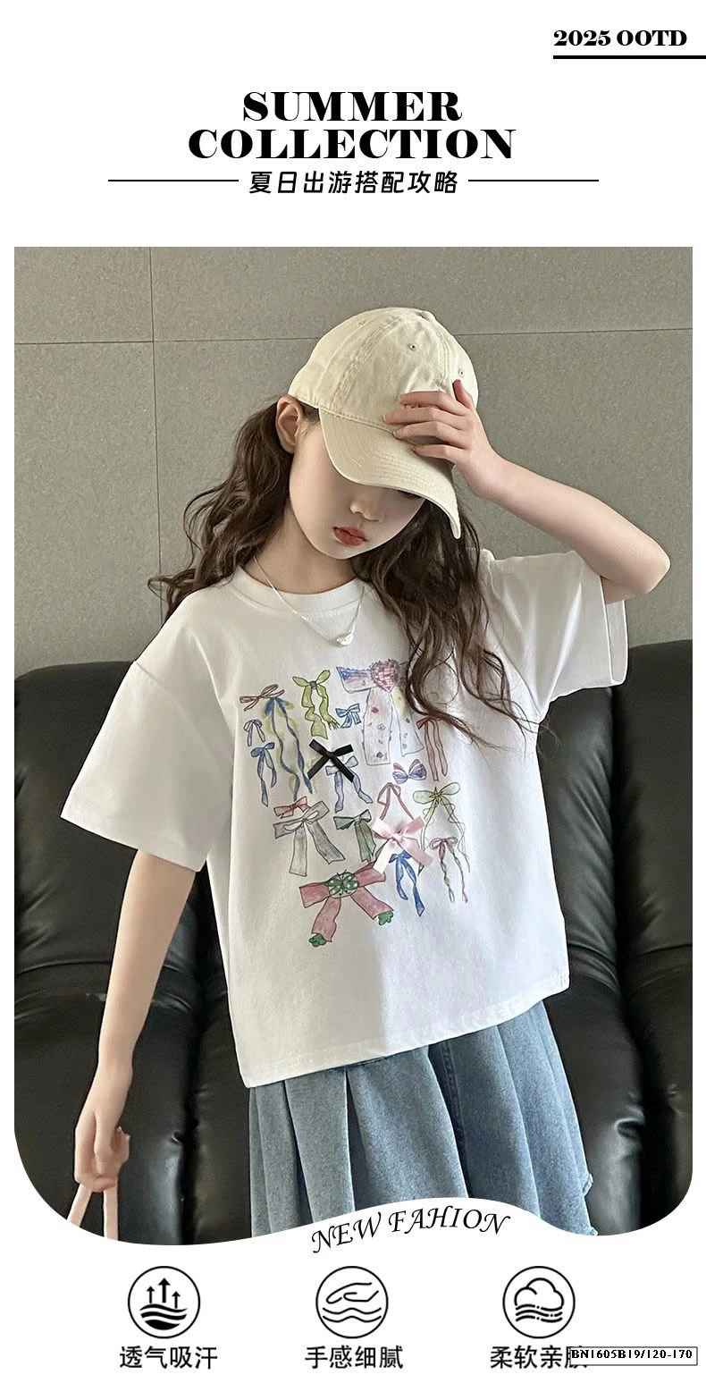 ÁO THUN NƠ MIX CHÂN VÁY DÁNG DAI