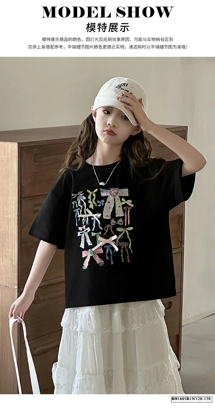 ÁO THUN NƠ MIX CHÂN VÁY DÁNG DAI