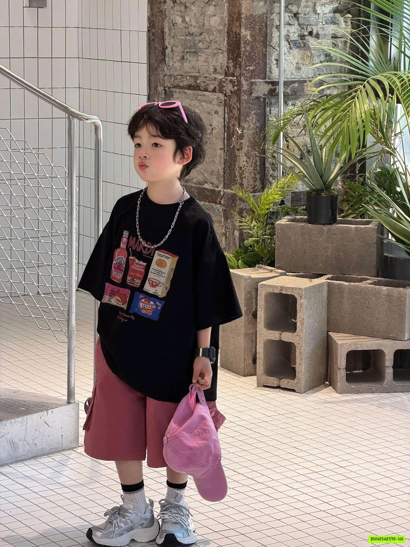 ÁO ĐEN KẸO NGỌT MIX SHORT HỒNG FANSHU