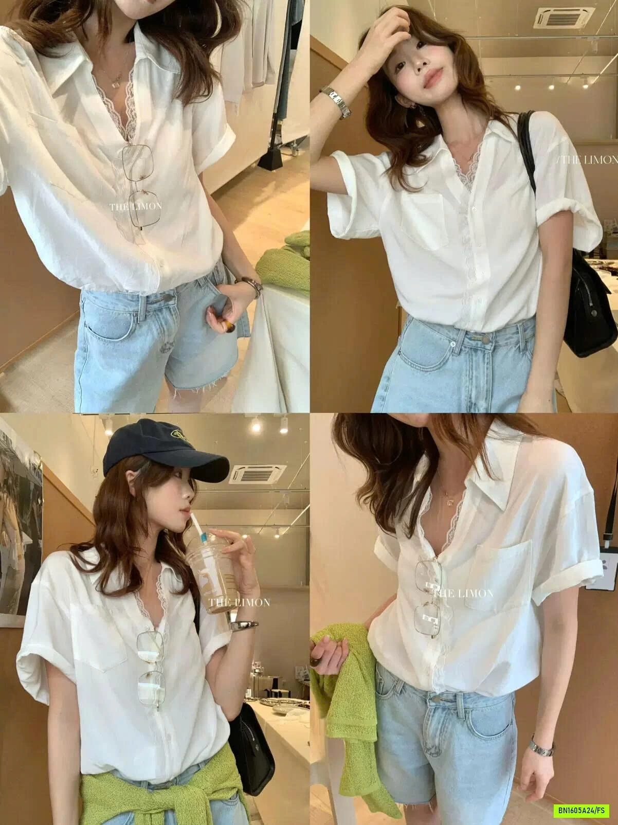 SƠ MI ĐŨI VIỀN REN LIMON
