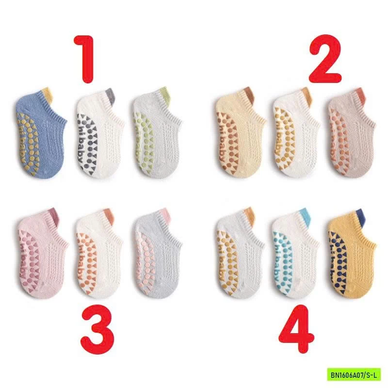 SÉT 3Đ TẤT CHỐNG TRƯỢT TRƠN MÀU