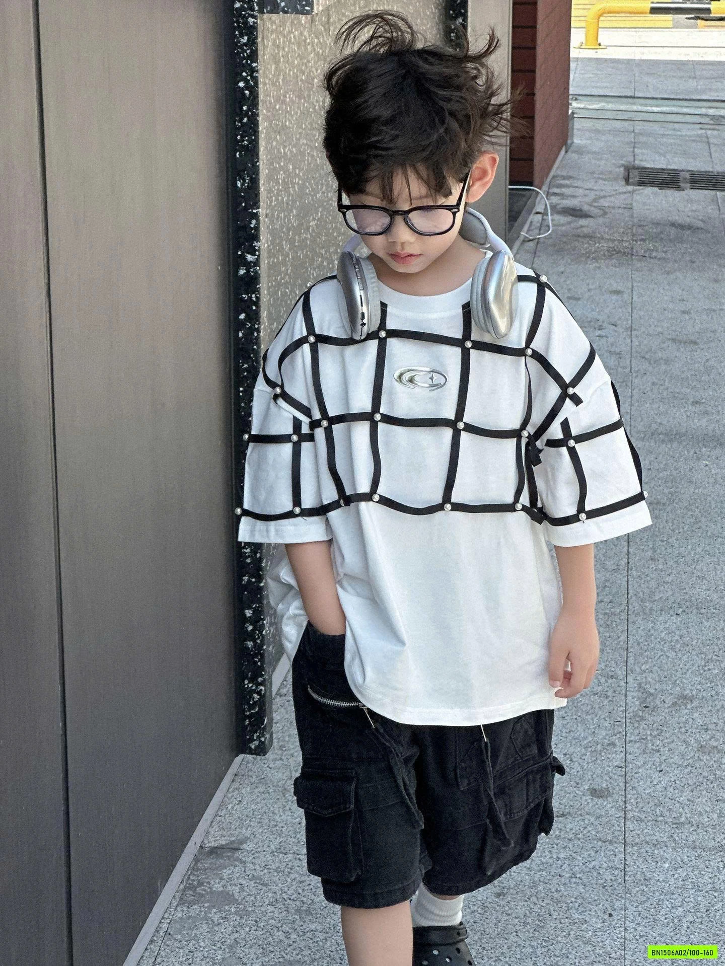 ÁO THUN KẺ Ô VUÔNG GẮN NGỌC