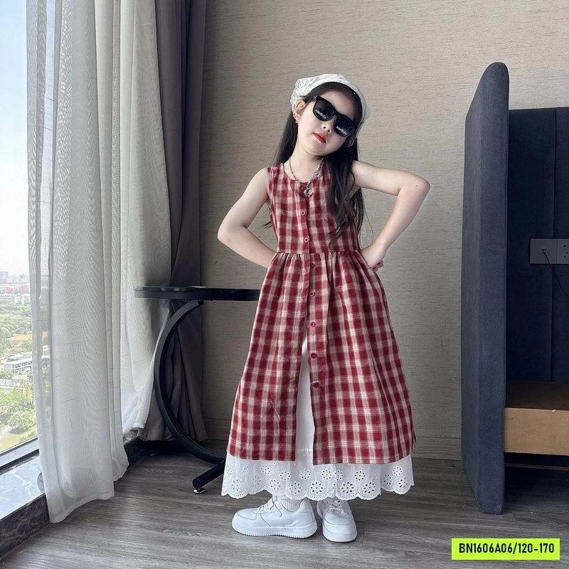 ÁO VÁY CARO MIX CHÂN VÁY TRẮNG