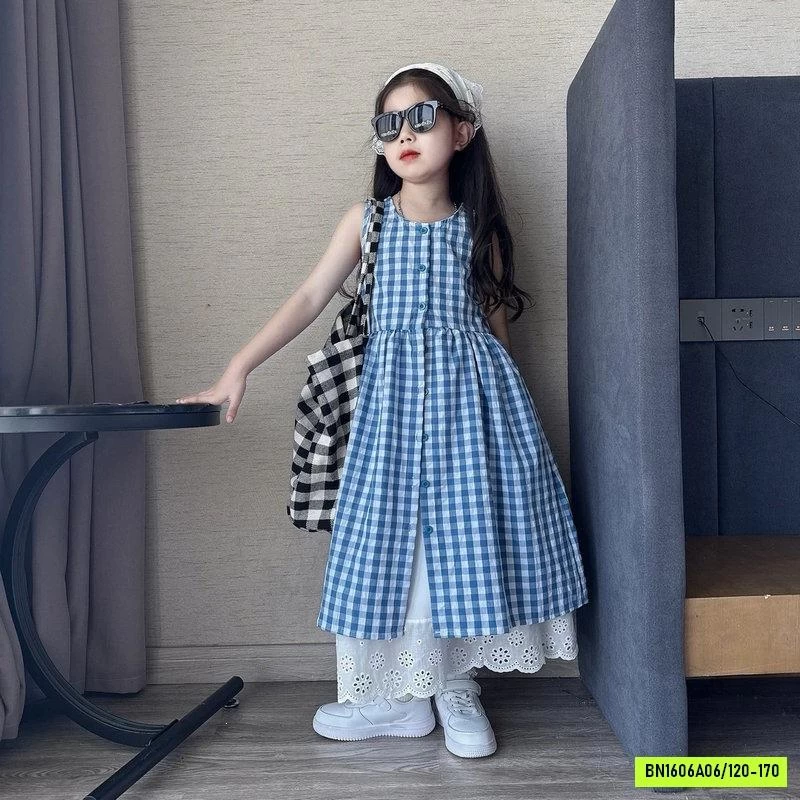 ÁO VÁY CARO MIX CHÂN VÁY TRẮNG