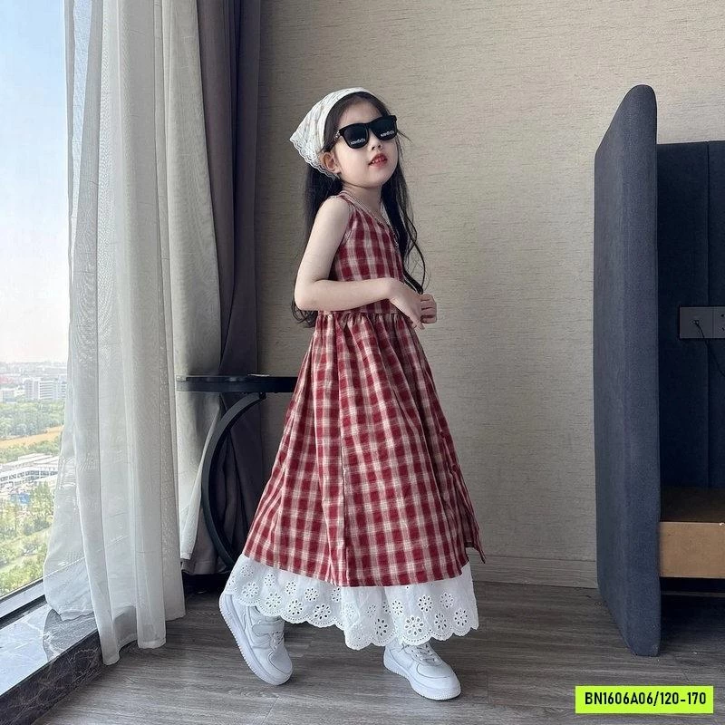 ÁO VÁY CARO MIX CHÂN VÁY TRẮNG