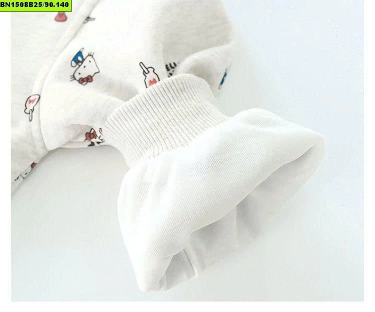 ÁO NỈ KITTY XÁM MŨ REN