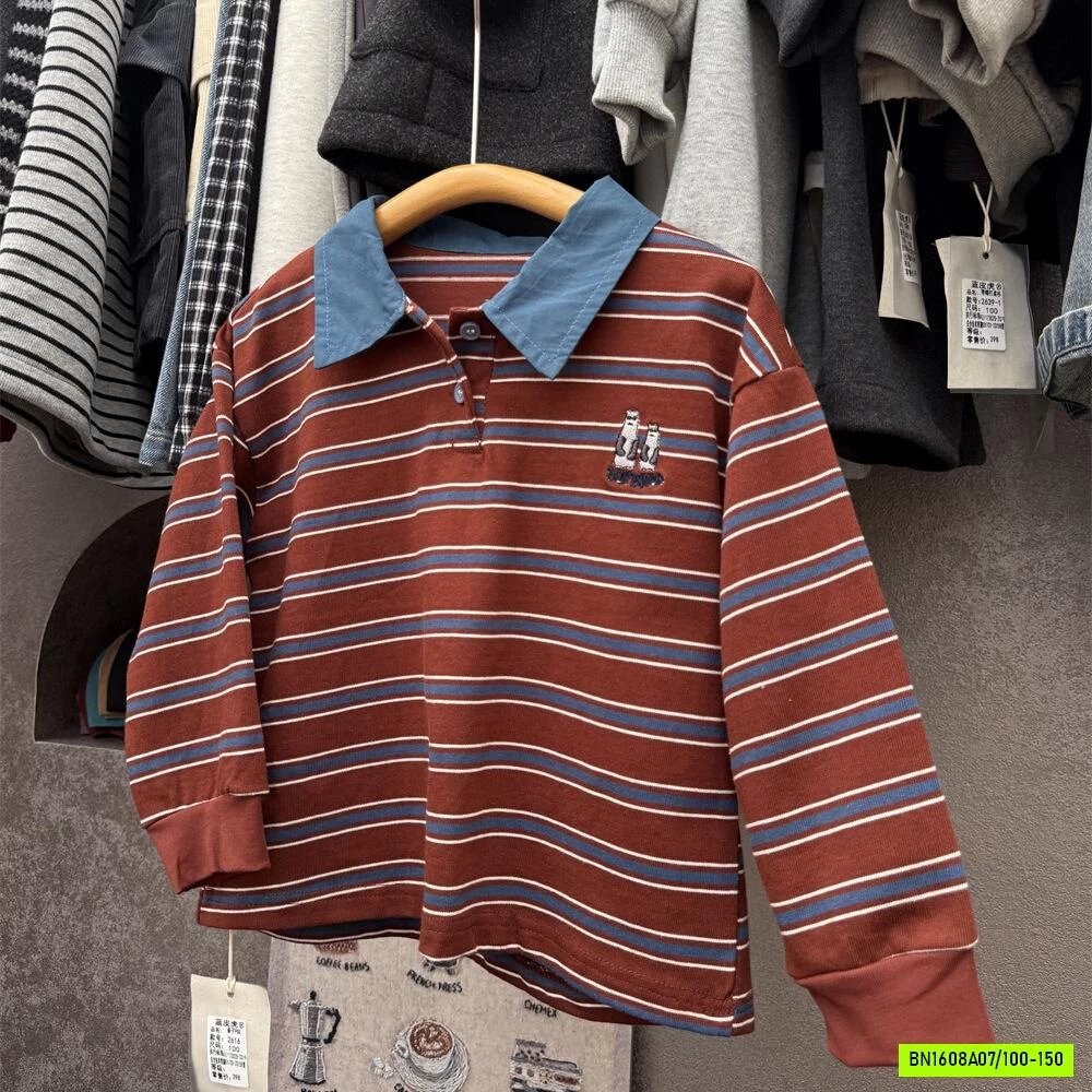 POLO KẺ ĐỎ CỔ PHỐI MÀU XUẤT HÀN