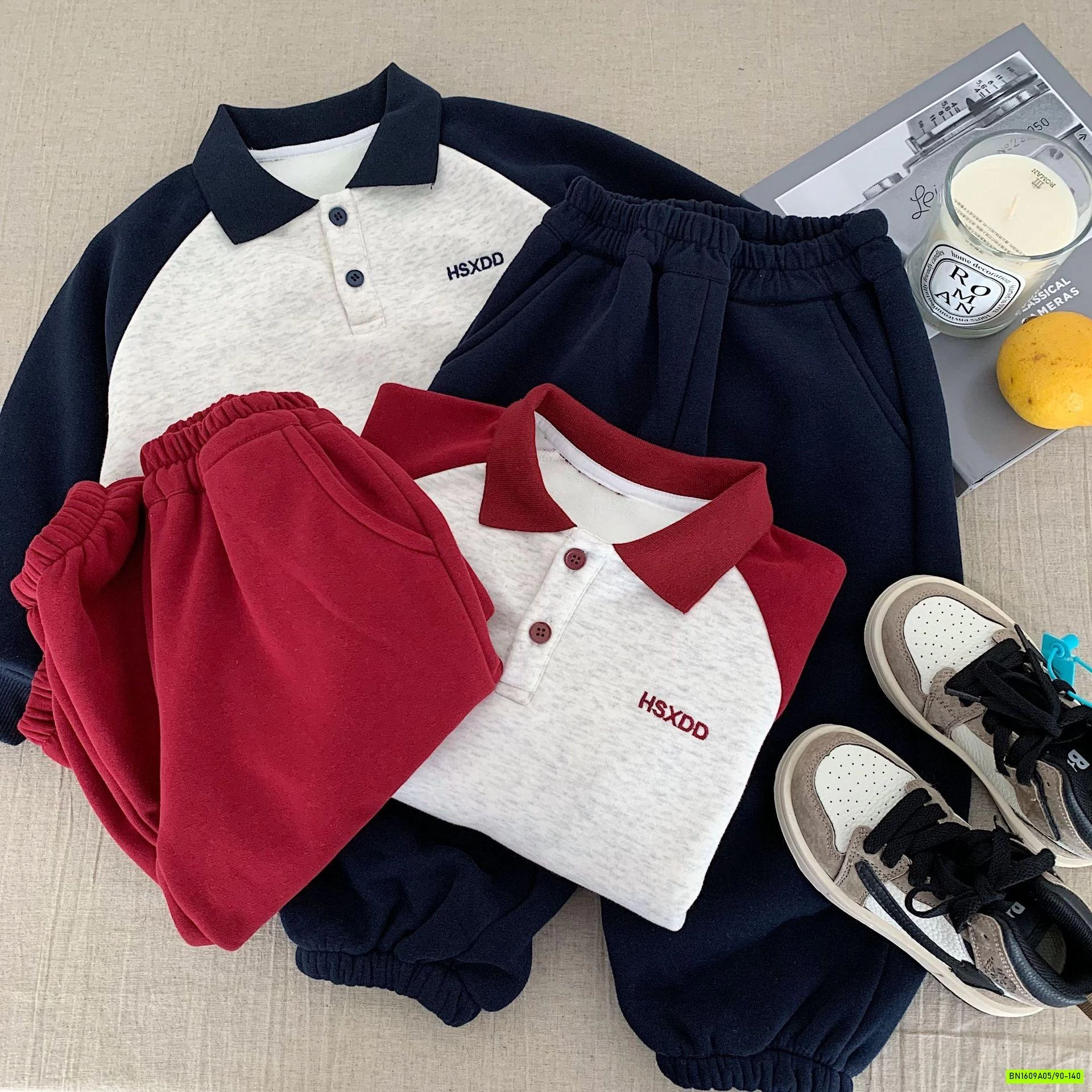 BỘ NỈ LÓT LÔNG CỪU PHỐI MÀU TAY