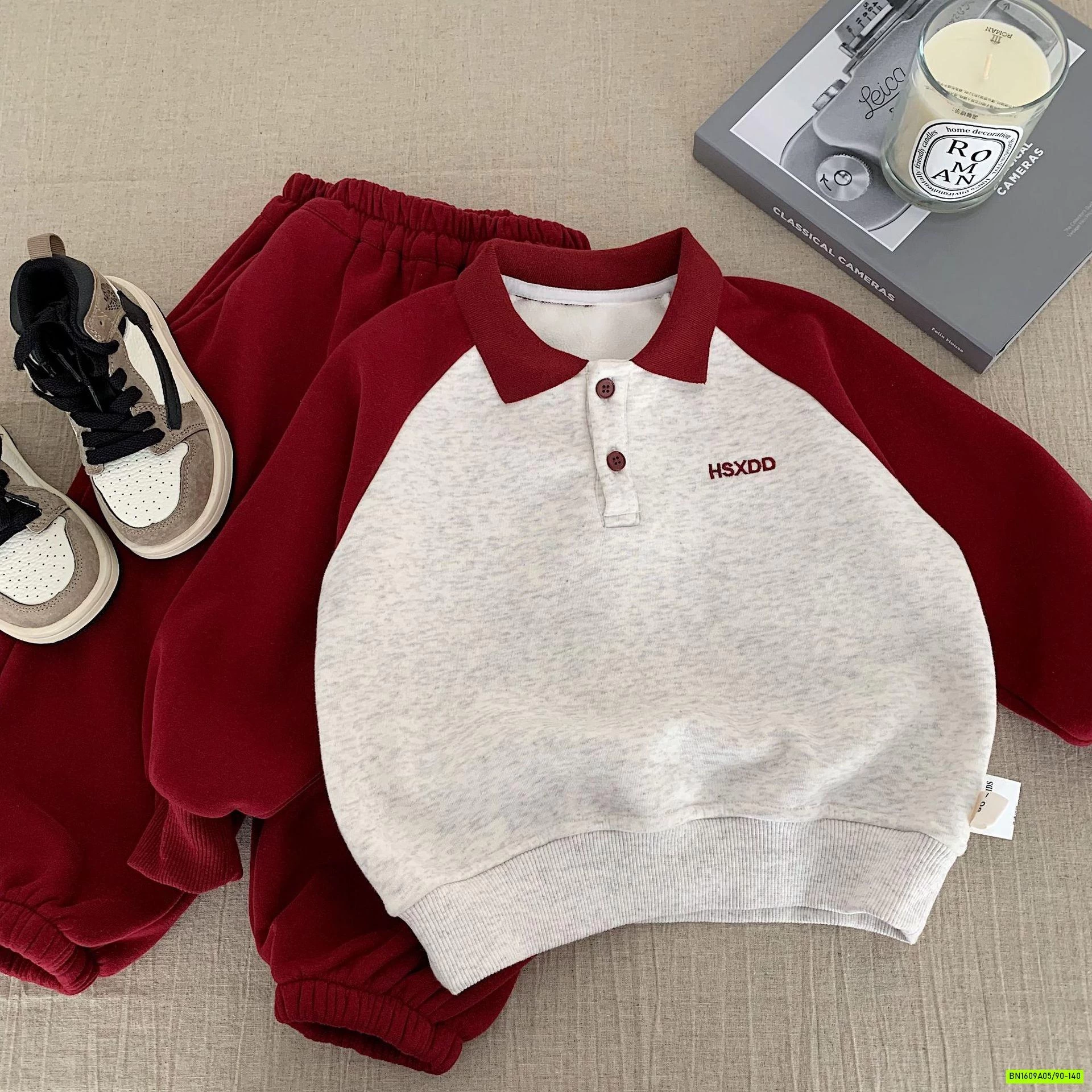 BỘ NỈ LÓT LÔNG CỪU PHỐI MÀU TAY