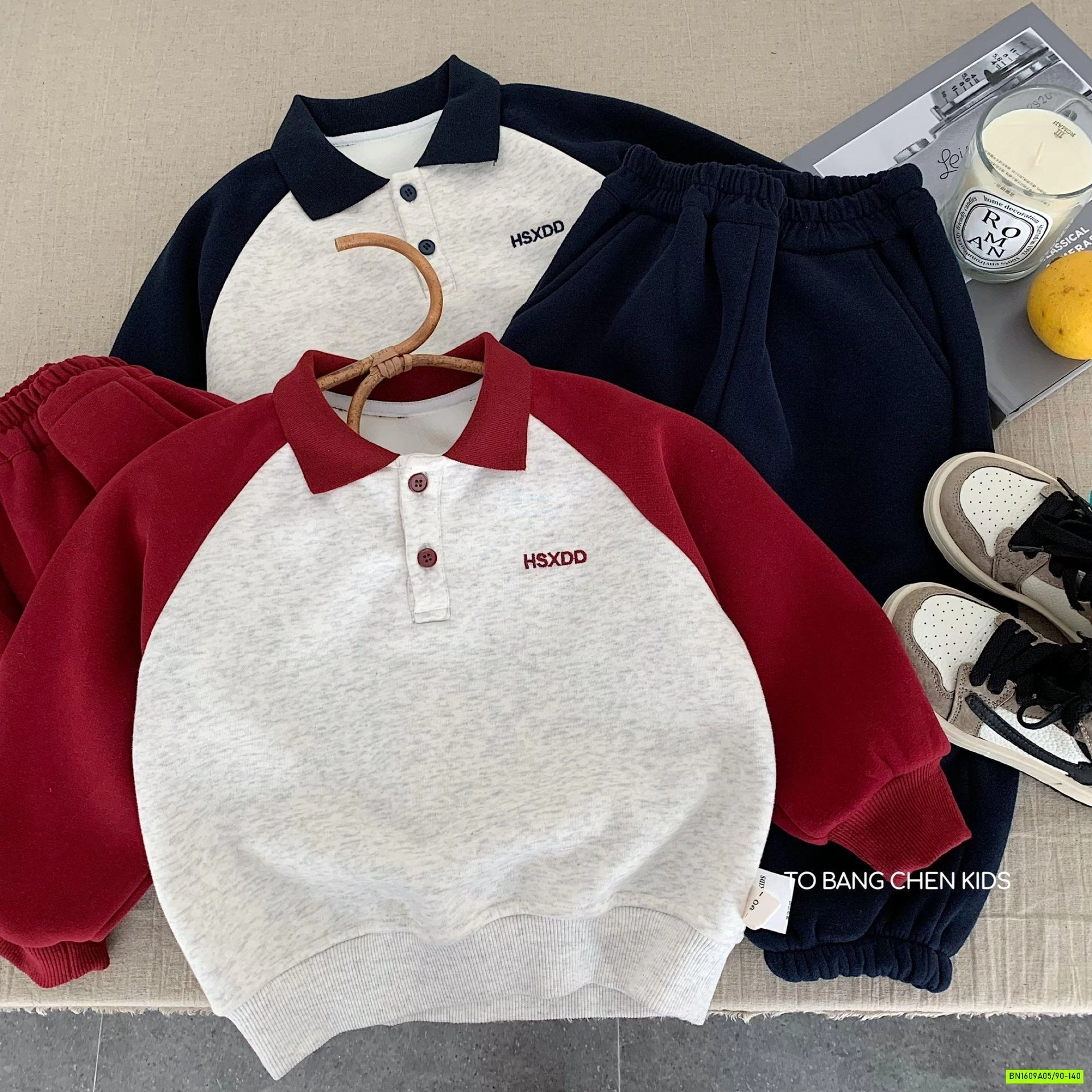 BỘ NỈ LÓT LÔNG CỪU PHỐI MÀU TAY