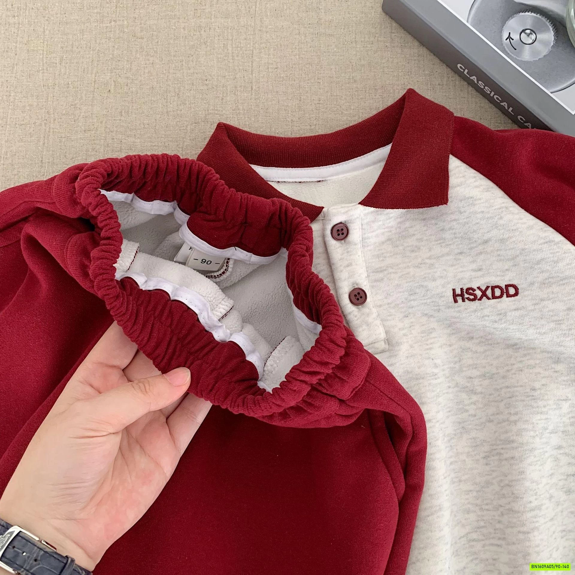 BỘ NỈ LÓT LÔNG CỪU PHỐI MÀU TAY