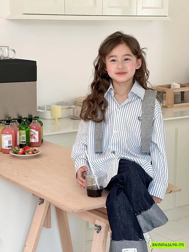 SƠ MI SỌC MIX JEANS SUÔNG AMBB