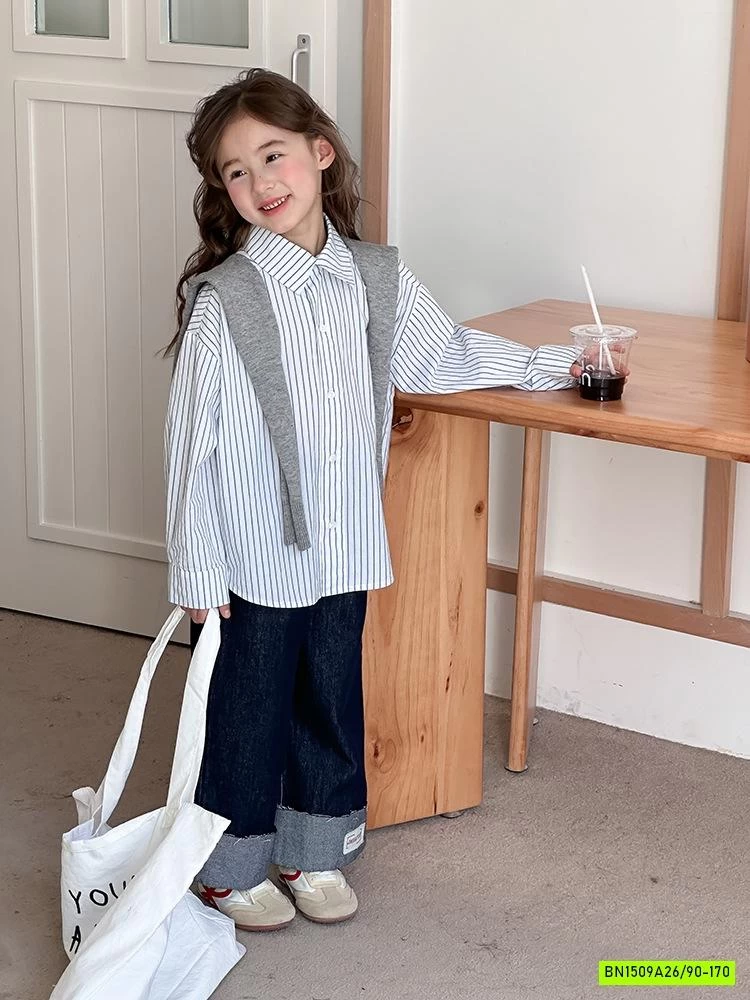 SƠ MI SỌC MIX JEANS SUÔNG AMBB