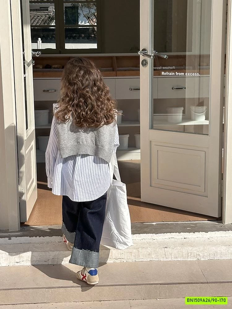 SƠ MI SỌC MIX JEANS SUÔNG AMBB