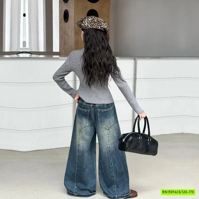 KHOÁC CROPTOP LEN MIX JEANS SUÔNG