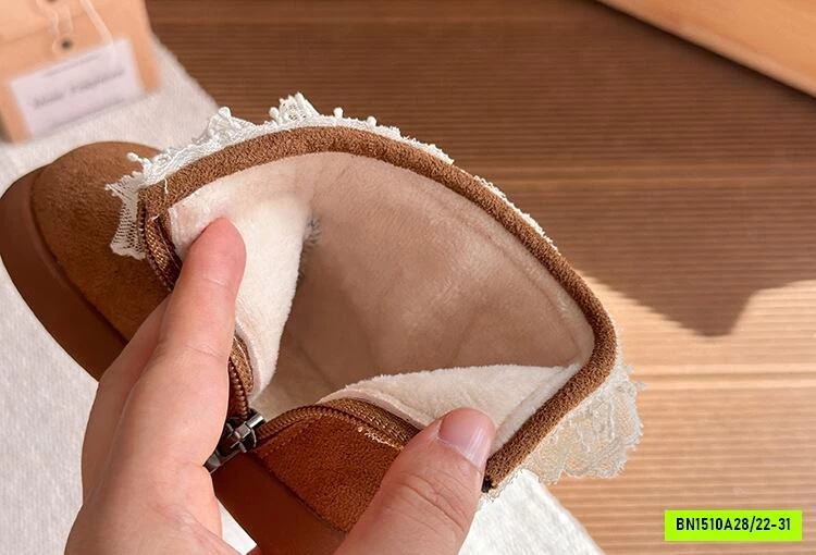 BOOT DA LỘN VIỀN REN LÓT NHUNG