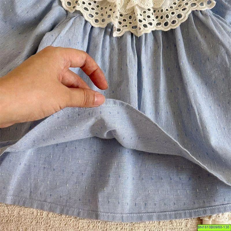 ÁO SƠ MI CỔ REN BÁNH BÈO BÉ GÁI
