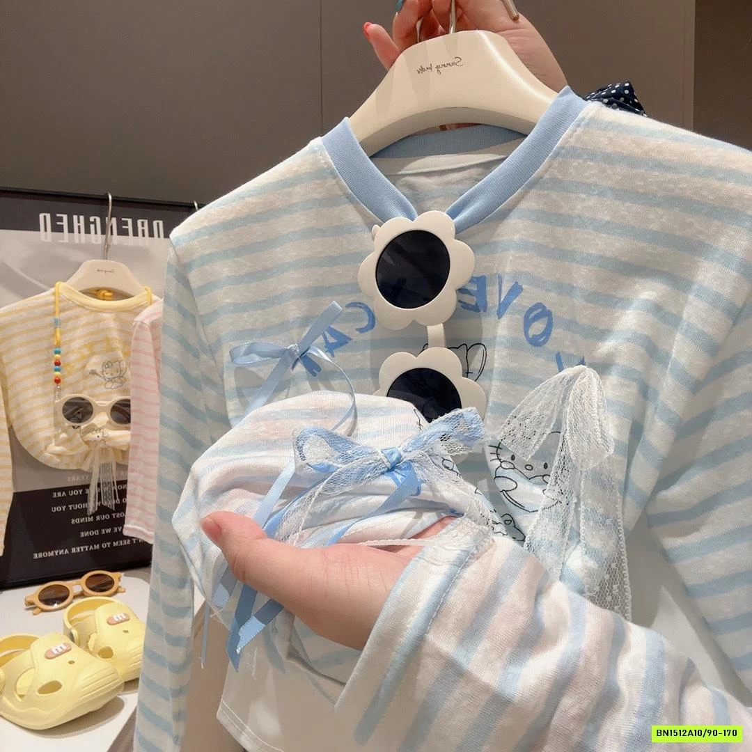 ÁO THUN DỆT KẺ NGANG GẮN NƠ