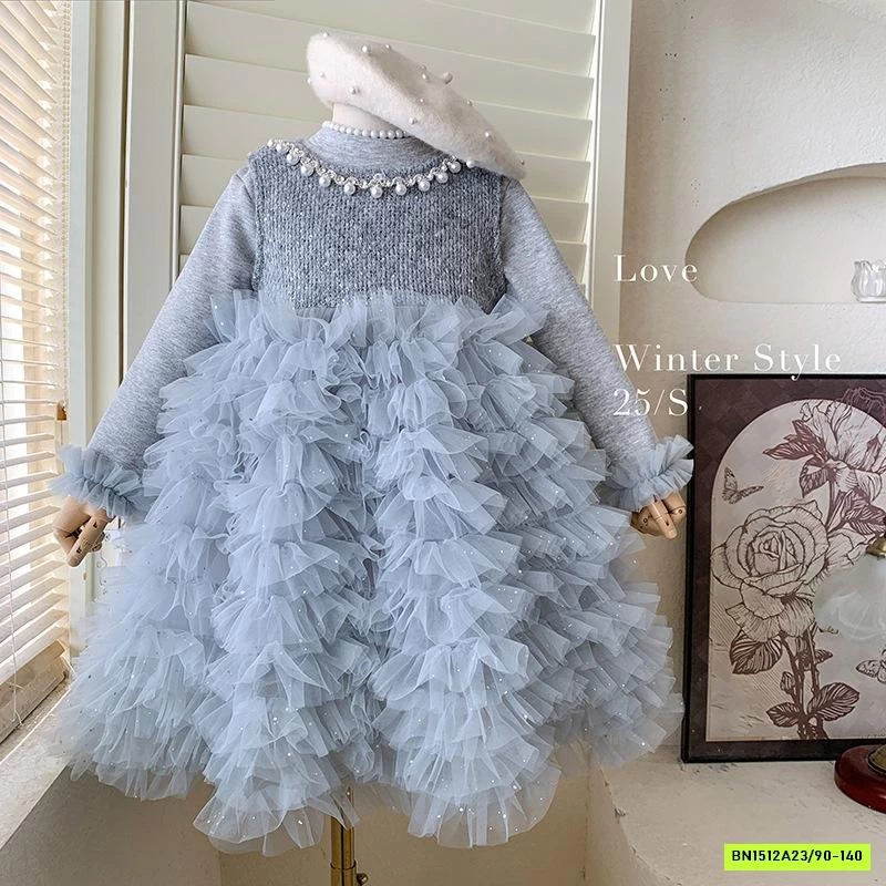 ĐẦM DẠ TUTU CỔ ĐÍNH NGỌC BLUETOWN