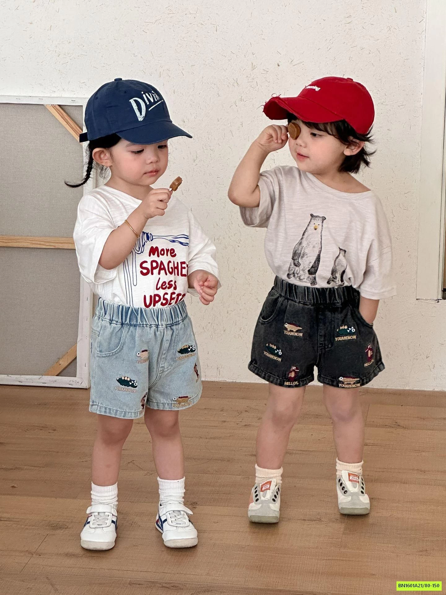 ÁO THUN XƯỚC MIX SHORT JEANS THÊU