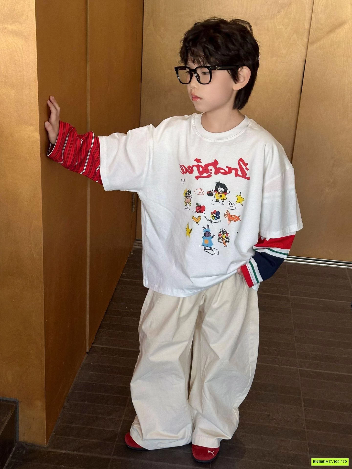 ÁO THUN GIẢ 2 LỚP TAY KẺ ĐỎ