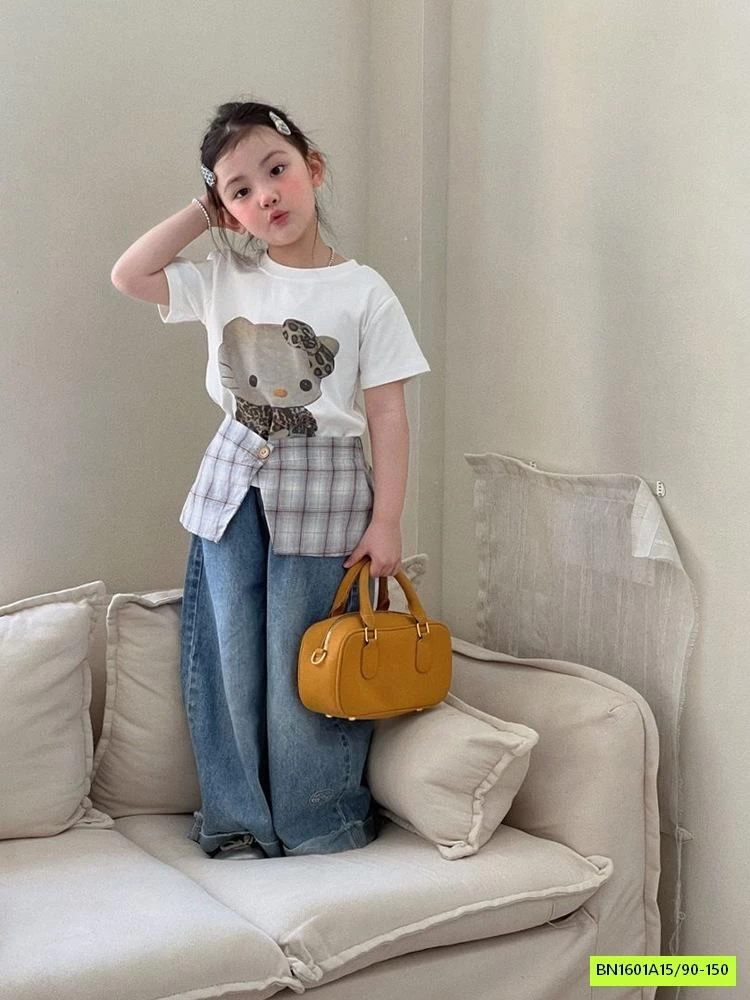 SÉT ÁO KITTY MIX JEANS SUÔNG