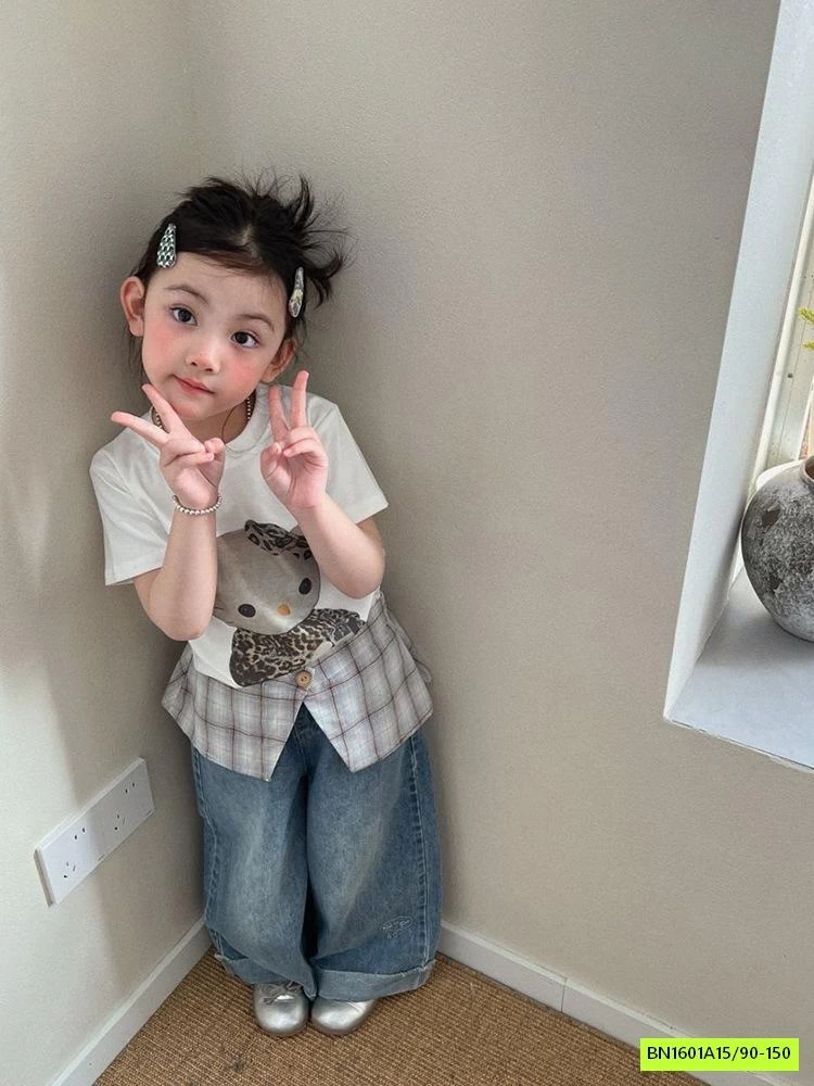 SÉT ÁO KITTY MIX JEANS SUÔNG