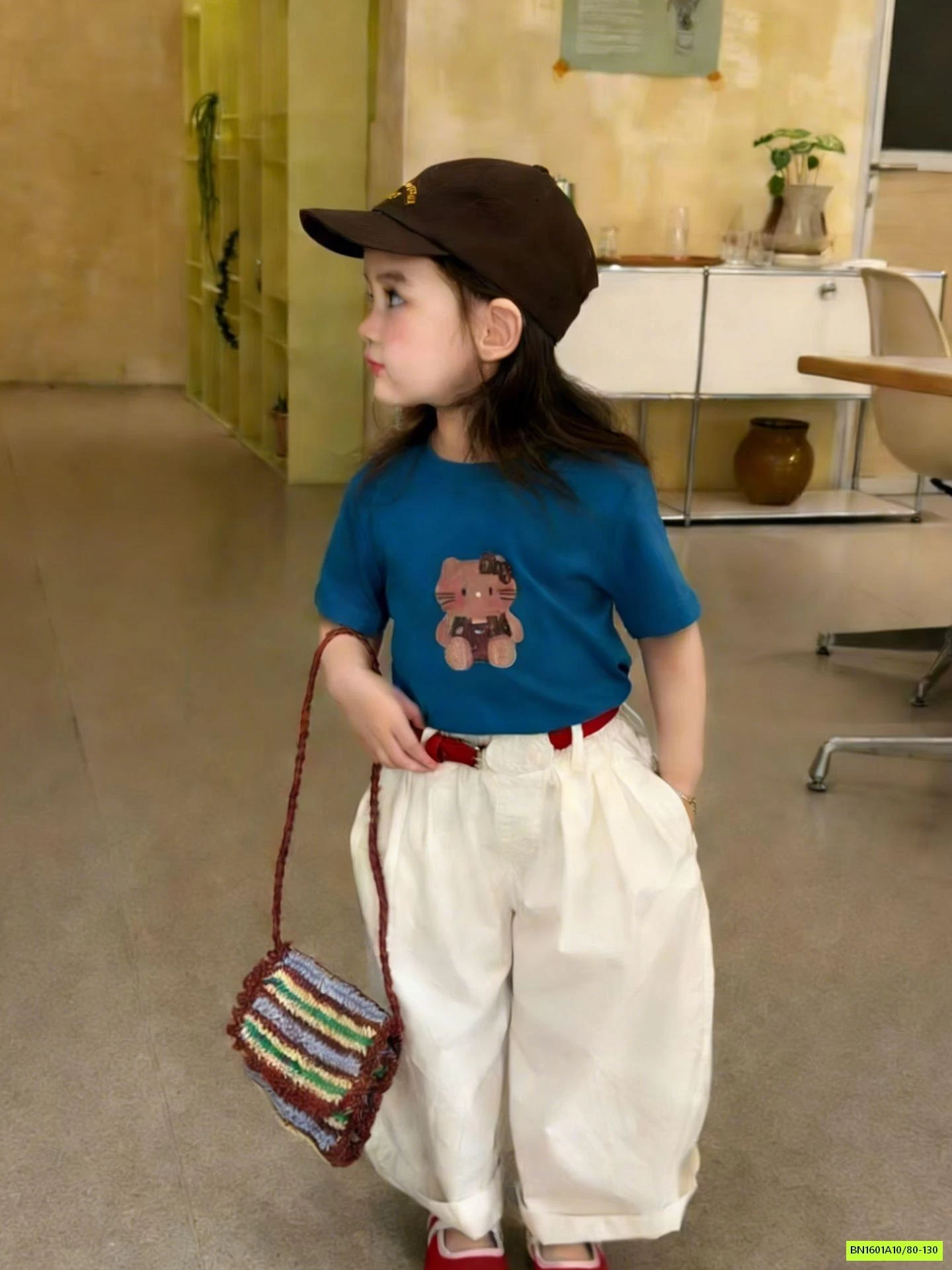 SÉT ÁO GẤU XANH MIX BAGGY TRẮNG