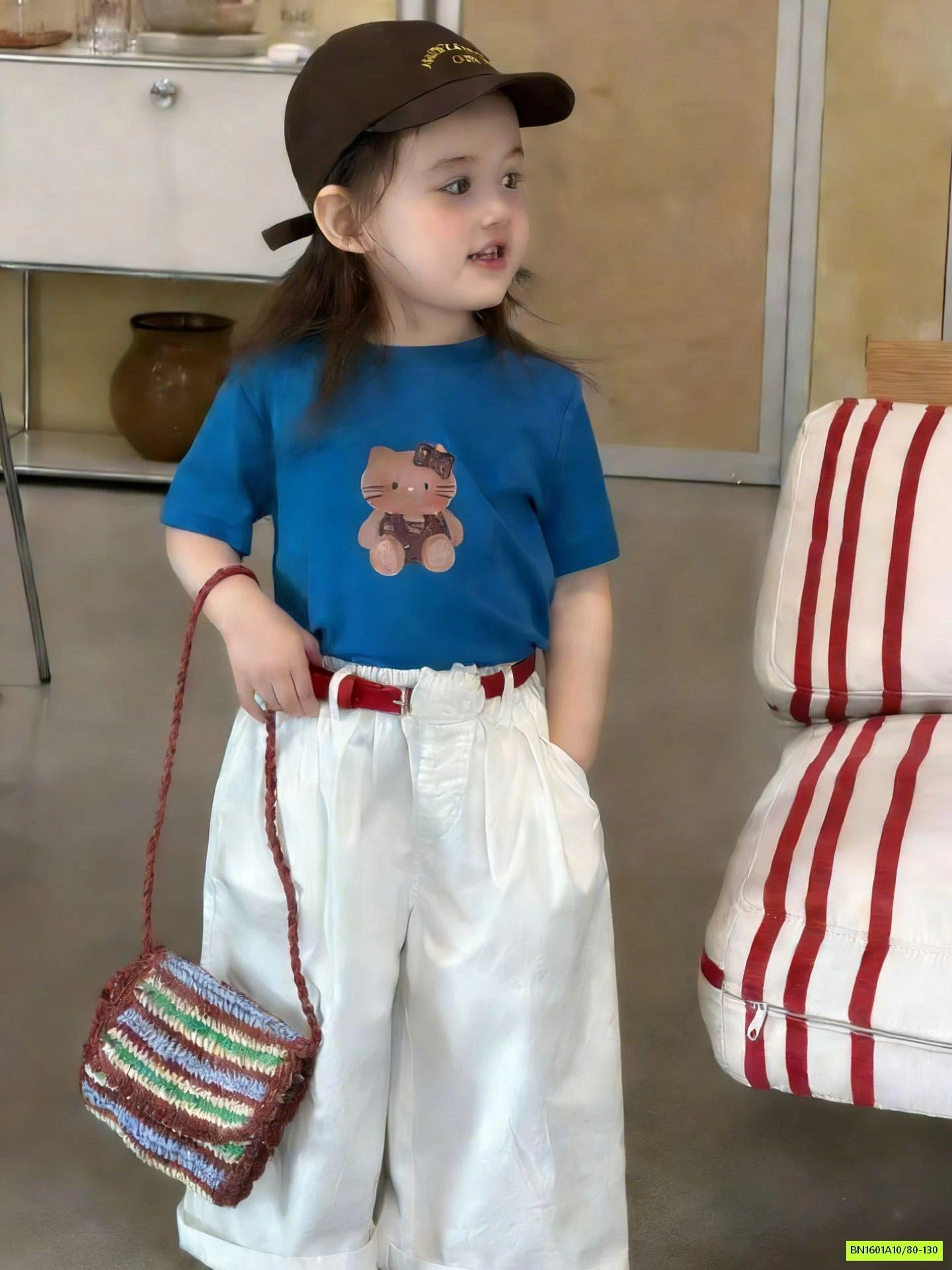 SÉT ÁO GẤU XANH MIX BAGGY TRẮNG