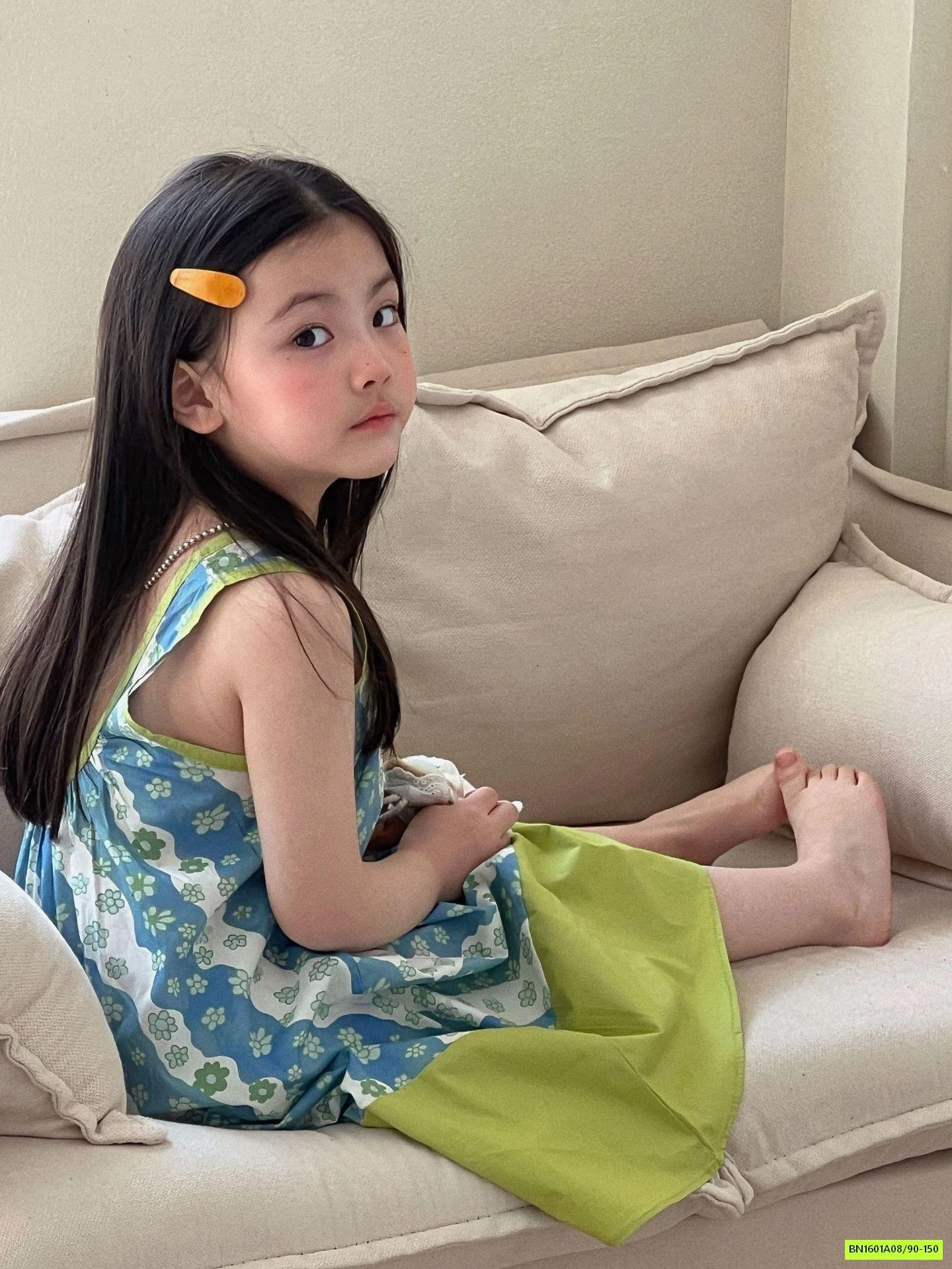 ĐẦM HOA NHÍ XANH PHỐI MÀU