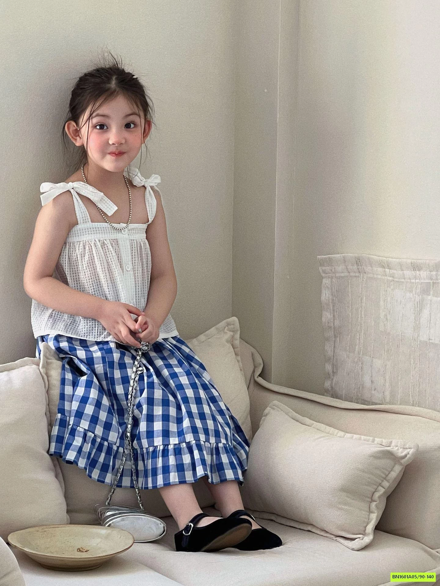 SÉT VÁY 2 DÂY CV CARO XANH