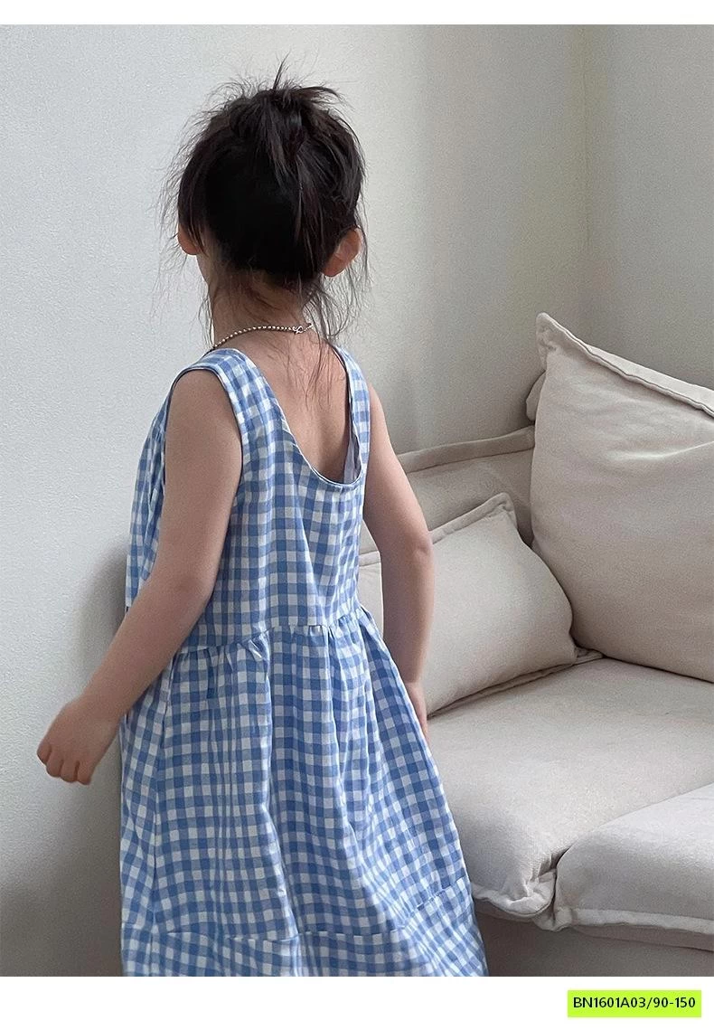 ĐẦM MAXI SÁT NÁCH CARO XANH