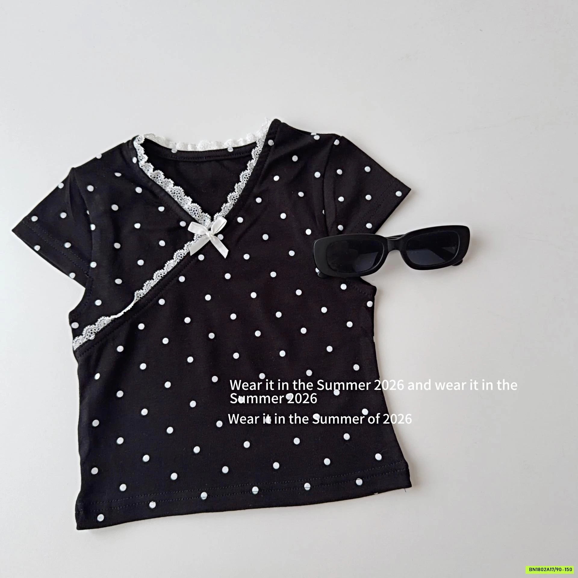 ÁO CHẤM BI CỔ TYM VIỀN REN T&Q KIDS