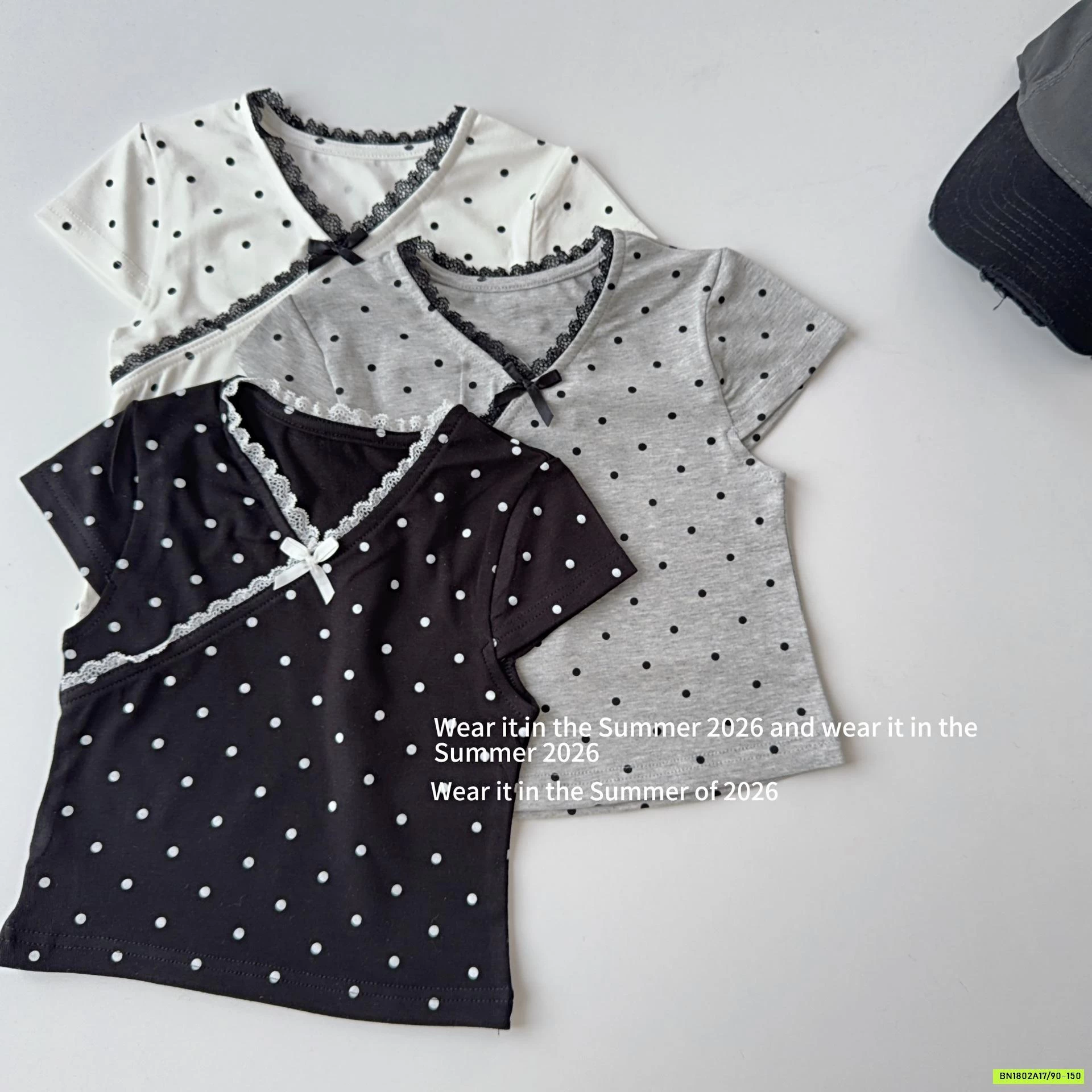 ÁO CHẤM BI CỔ TYM VIỀN REN T&Q KIDS