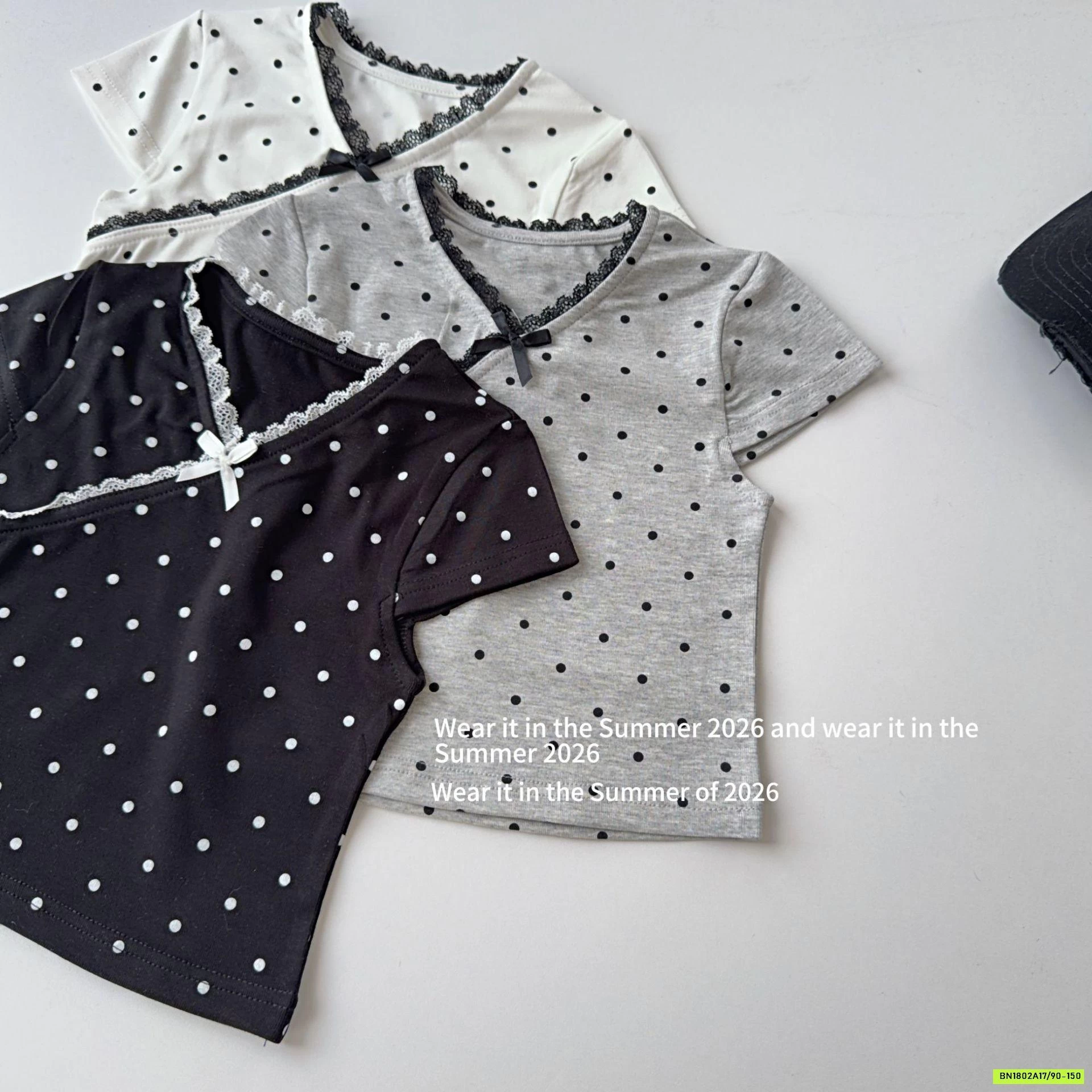 ÁO CHẤM BI CỔ TYM VIỀN REN T&Q KIDS