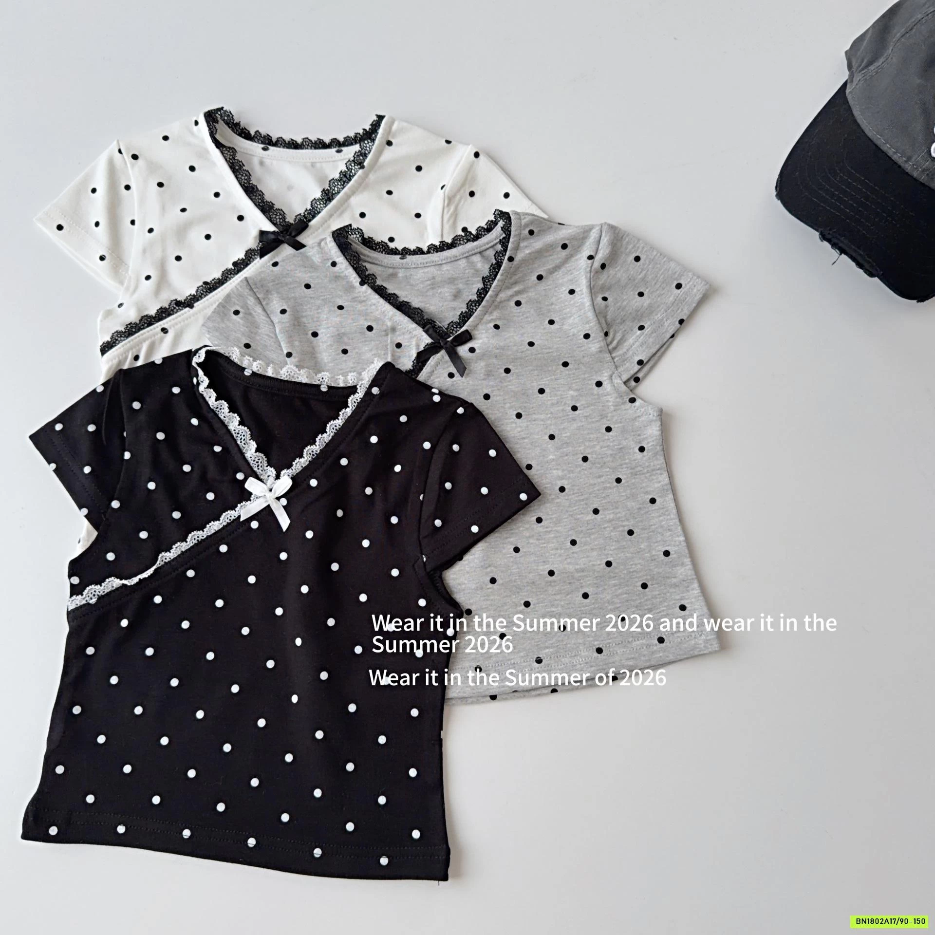 ÁO CHẤM BI CỔ TYM VIỀN REN T&Q KIDS