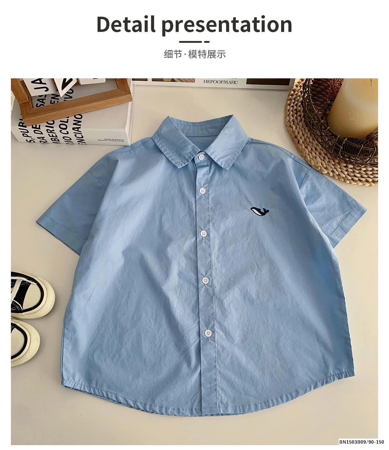 ÁO SƠ MI CÁ VOI XANH