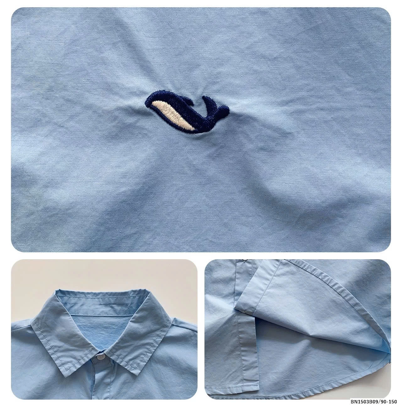 ÁO SƠ MI CÁ VOI XANH