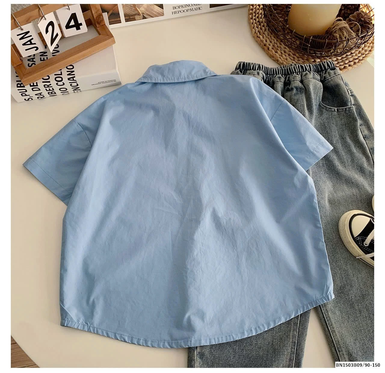 ÁO SƠ MI CÁ VOI XANH