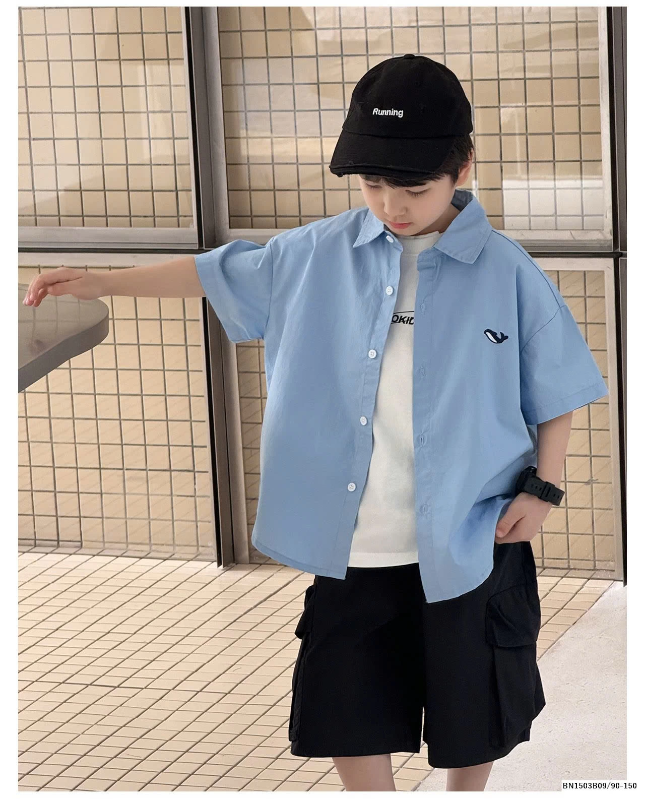 ÁO SƠ MI CÁ VOI XANH