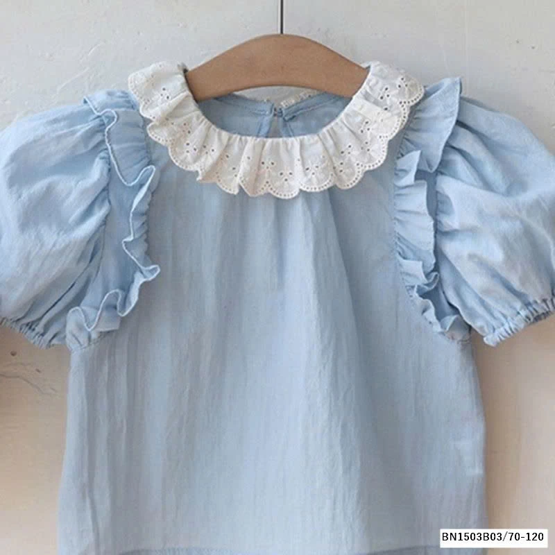 ÁO SƠ MI BABYDOLL CỔ REN SIZE NHÍ