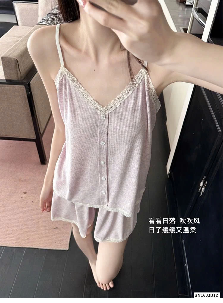 BỘ NGỦ 2 DÂY VIỀN REN CHO NỮ