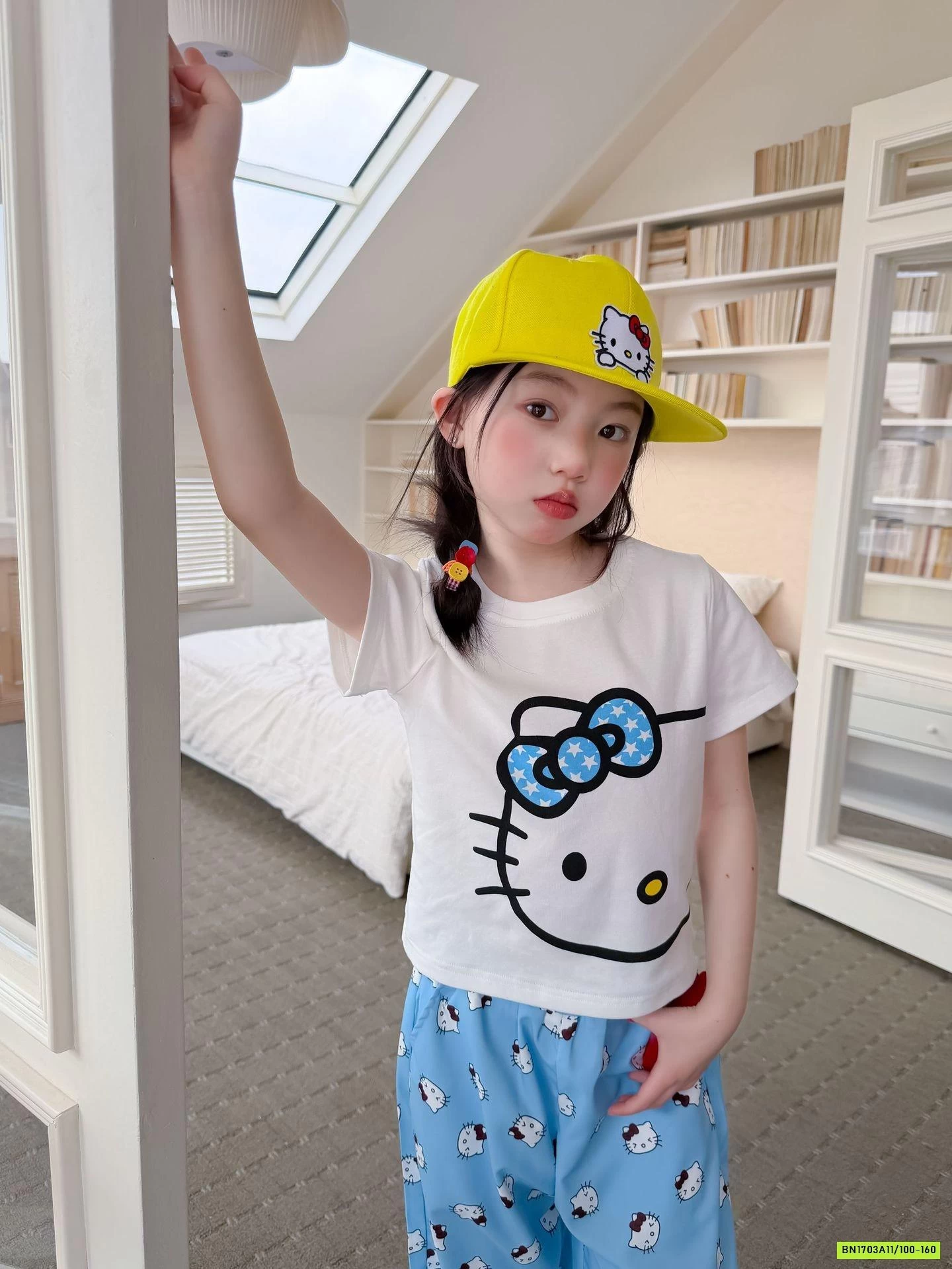 SÉT CROPTOP KITTY XANH