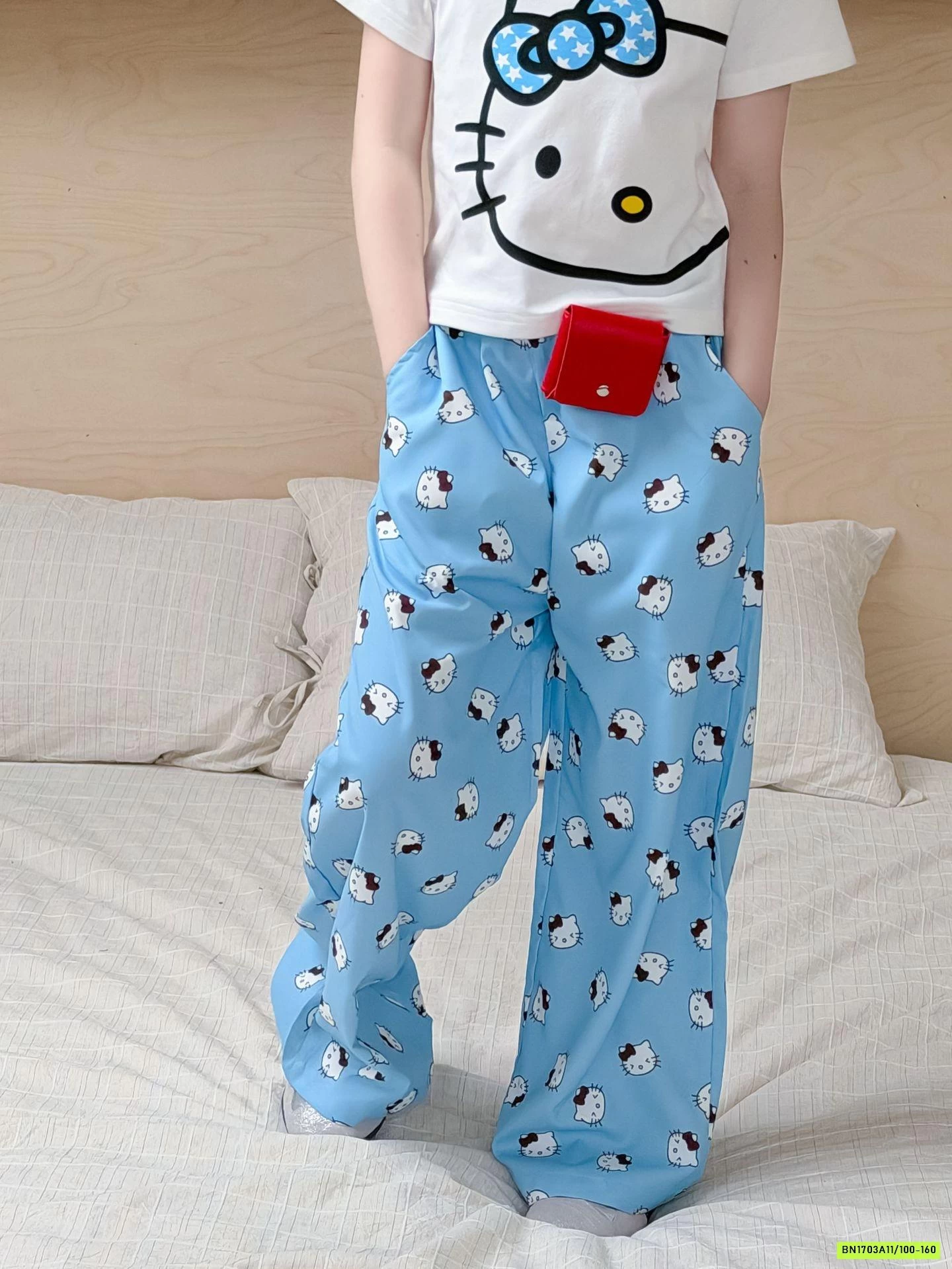 SÉT CROPTOP KITTY XANH