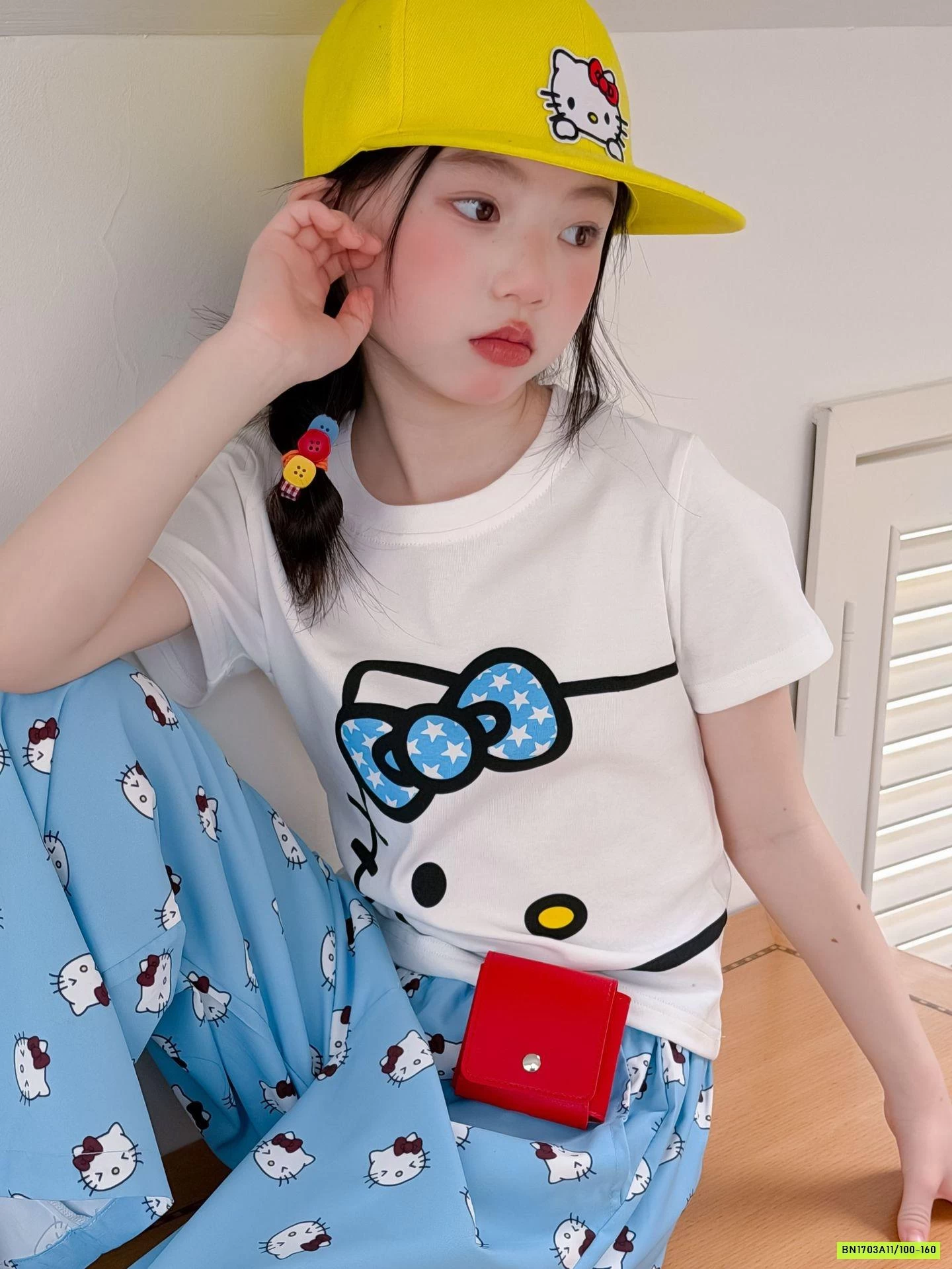 SÉT CROPTOP KITTY XANH