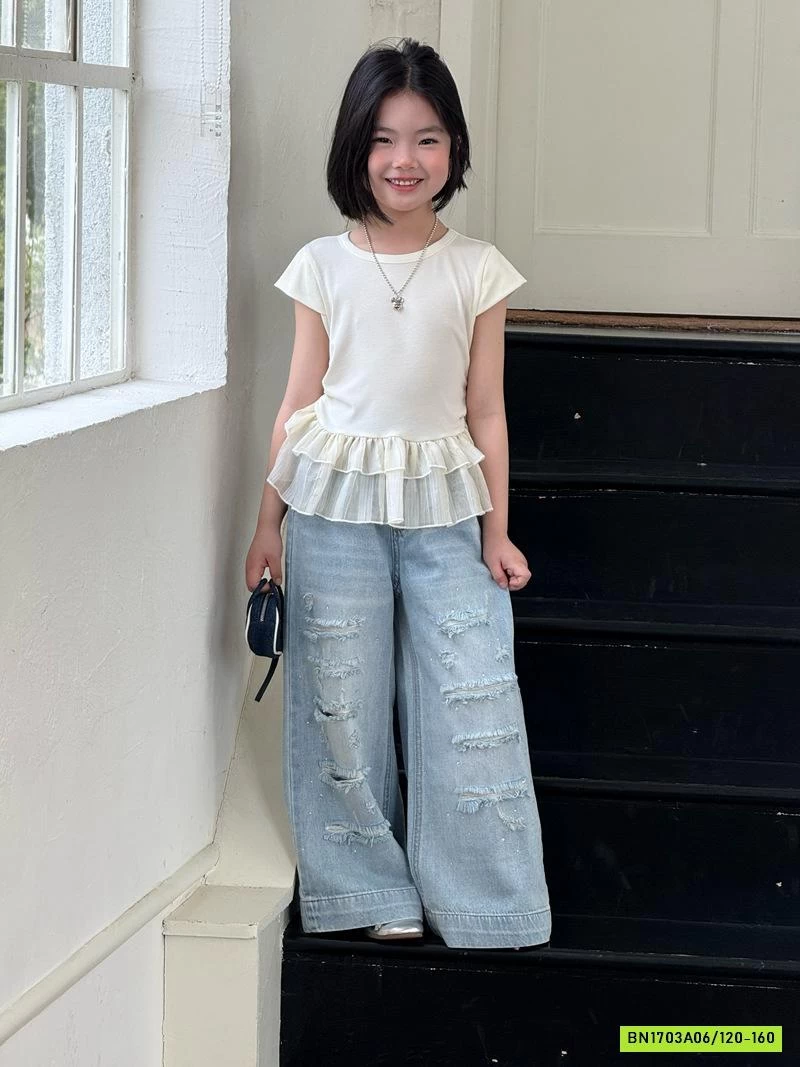 ÁO VIỀN BÈO MIX JEANS SUÔNG RÁCH