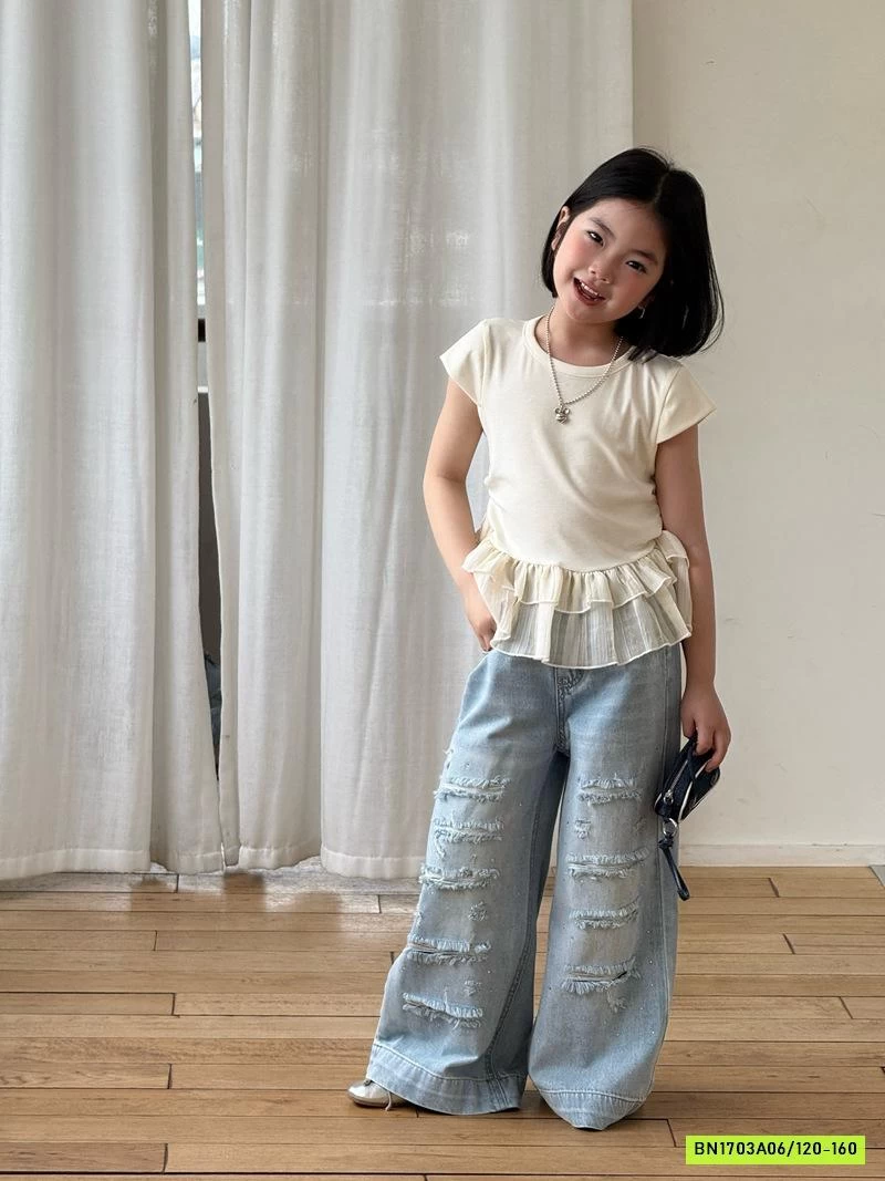 ÁO VIỀN BÈO MIX JEANS SUÔNG RÁCH