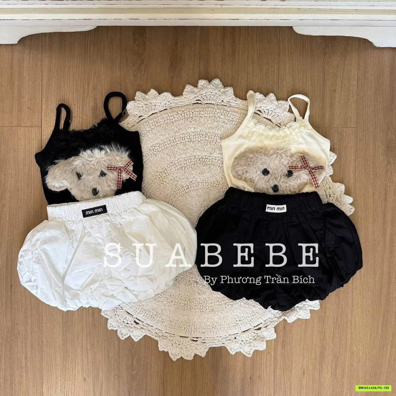 ÁO 2 DÂY GẤU MIX QUẦN BÍ T&QKIDS